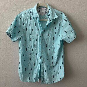 Turquoise Pineapple Button-Down